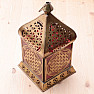 Candlestick metal lantern Flower of life on tea candles gold color