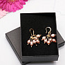 Earrings with gold-plated plum-colored pearls