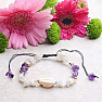 Amethyst and Moonstone Shell Bracelet with Shamballa Clasp