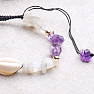 Amethyst and Moonstone Shell Bracelet with Shamballa Clasp