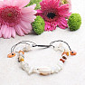 Sagenite and Moonstone Shell Bracelet with Shamballa Clasp