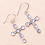 Moonstone rainbow earrings cross silver Ag 925 LOT1