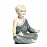 Buddhist monk statuette of a boy in gray robes colored