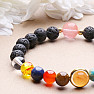 Nine planets bracelet made of semi-precious stones and lava beads