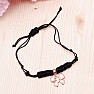 Bows cubic zirconia corded drawstring bracelet black