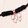 Bows cubic zirconia corded drawstring bracelet black