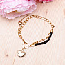 Stainless steel bracelet with hearts and leather 21 cm