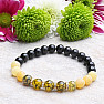 Obsidian black, khaki and yellow cracked agate bracelet RB Design 59