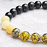 Obsidian black, khaki and yellow cracked agate bracelet RB Design 59