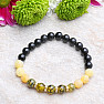 Obsidian black, khaki and yellow cracked agate bracelet RB Design 59