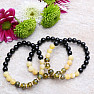 Obsidian black, khaki and yellow cracked agate bracelet RB Design 59