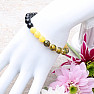 Obsidian black, khaki and yellow cracked agate bracelet RB Design 59