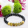 Obsidian black, khaki and yellow cracked agate men&#39;s bracelet RB Design 60