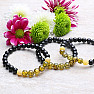 Obsidian black, khaki and yellow cracked agate men&#39;s bracelet RB Design 60