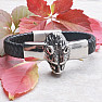 Men&#39;s black leather bracelet with a wolf&#39;s head made of stainless steel