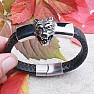 Men&#39;s black leather bracelet with a wolf&#39;s head made of stainless steel