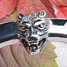 Men&#39;s black leather bracelet with a wolf&#39;s head made of stainless steel