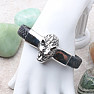 Men&#39;s black leather bracelet with a wolf&#39;s head made of stainless steel