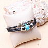 Men&#39;s black leather bracelet knitted with tyrkenite and hematite