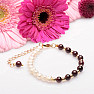 Garnet and white pearls with metal beads chain bracelet