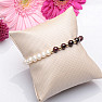 Garnet and white pearls with metal beads chain bracelet