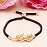 Pixiu in gold corded drawstring bracelet black