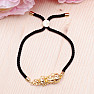 Pixiu in gold corded drawstring bracelet black