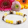 Tiger eye, cracked yellow agate and jadeite bracelet RB Design 68