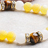 Tiger eye, cracked yellow agate and jadeite bracelet RB Design 68