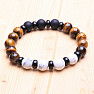 Howlite white with tiger's eye and agate men's bracelet RB Design 98