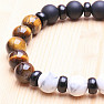 Howlite white with tiger's eye and agate men's bracelet RB Design 98