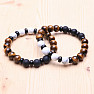 Howlite white with tiger's eye and agate men's bracelet RB Design 98