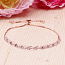 Glittering drawstring bracelet in rose gold with white cubic zirconia