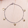 Stainless steel bracelet with hearts in gold color 20 cm