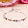 Glittering silver bracelet with multicolor cubic zirconia