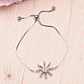 Cubic zirconia flower white drawstring bracelet