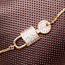 Glittering gold-plated bracelet Key in the lock with cubic zirconia