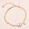 Bracelet Keshi pearl gold-plated stainless steel with hearts 24 cm