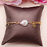 Bracelet Keshi pearl gold-plated stainless steel with hearts 24 cm