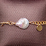 Bracelet Keshi pearl gold-plated stainless steel with hearts 24 cm