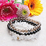 Set of three bracelets - black, obsidian, crystal