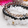 Set of three bracelets - black, obsidian, crystal