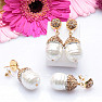 Fashion glittering earrings with large synthetic pearls