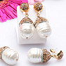 Fashion glittering earrings with large synthetic pearls