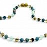 Green amber beads with apatite, aventurine and turquoise for children