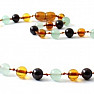 Cognac-colored amber beads with aventurine and garnet for children