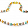 Amber beads for children with sunstone, labradorite and amazonite