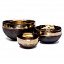 Tibetan bronze singing bowl Ishana black gold 10 cm