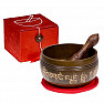 Gift set Tibetan bronze singing bowl symbol OM red