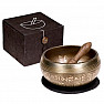 Gift set Tibetan bronze singing bowl symbol OM black